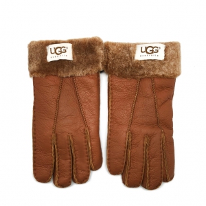 UGG Women's Gloves Tenney Leather Fur Ginger
