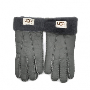 UGG Women's Gloves Tenney Leather Fur Gray