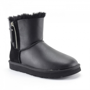 UGG Mens Classic Mini Metallic Double Zip Black